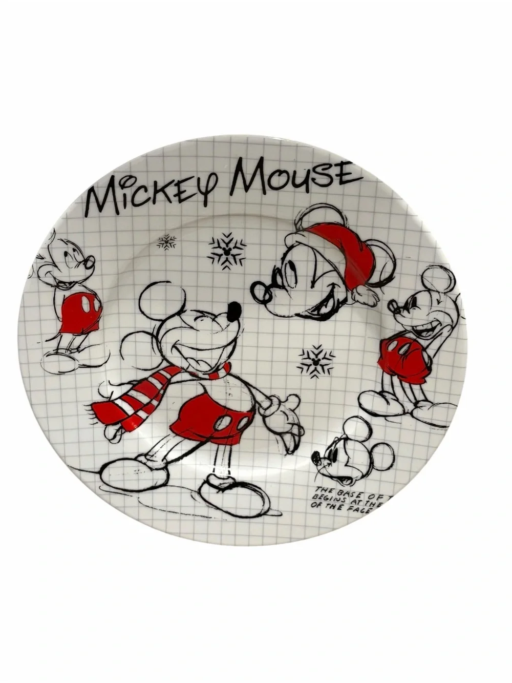 Disney Mickey Mouse Holiday Sketch Plate in Red and White